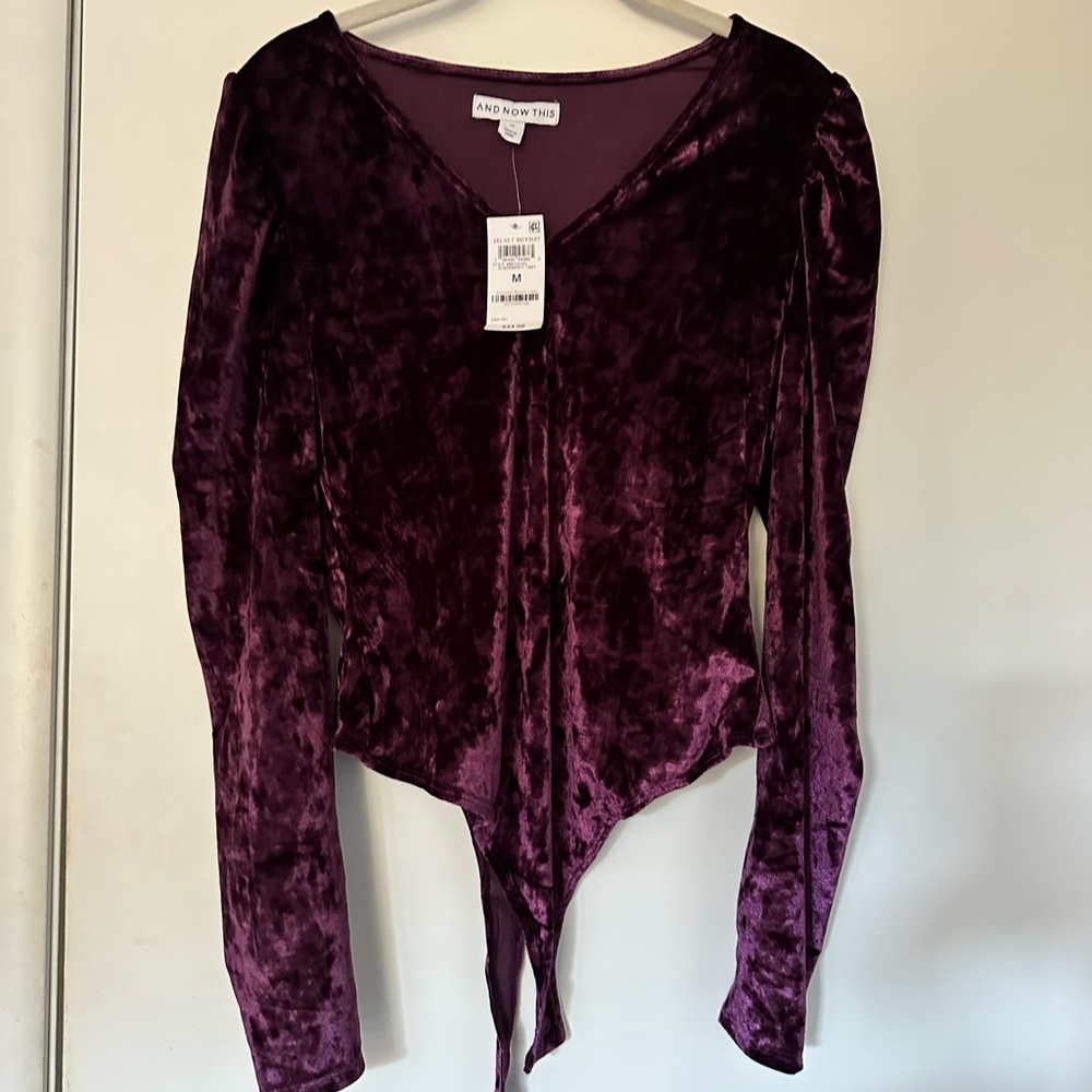 And Now This Velvet Long Sleeve Body Suit NWT